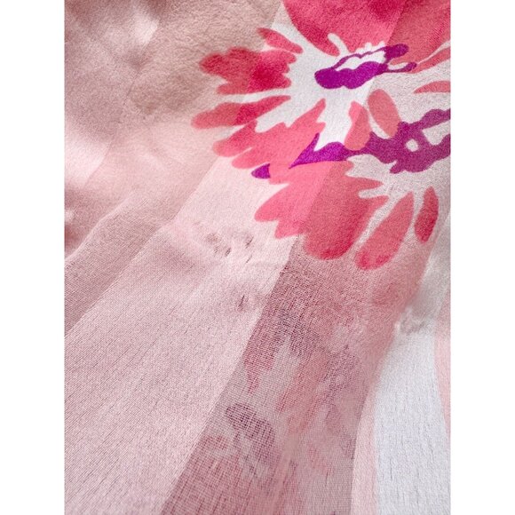 Vintage MONIQUE MARTIN Pink Floral Striped Polyester 53"x11" Rectangle Scarf - Picture 7 of 8